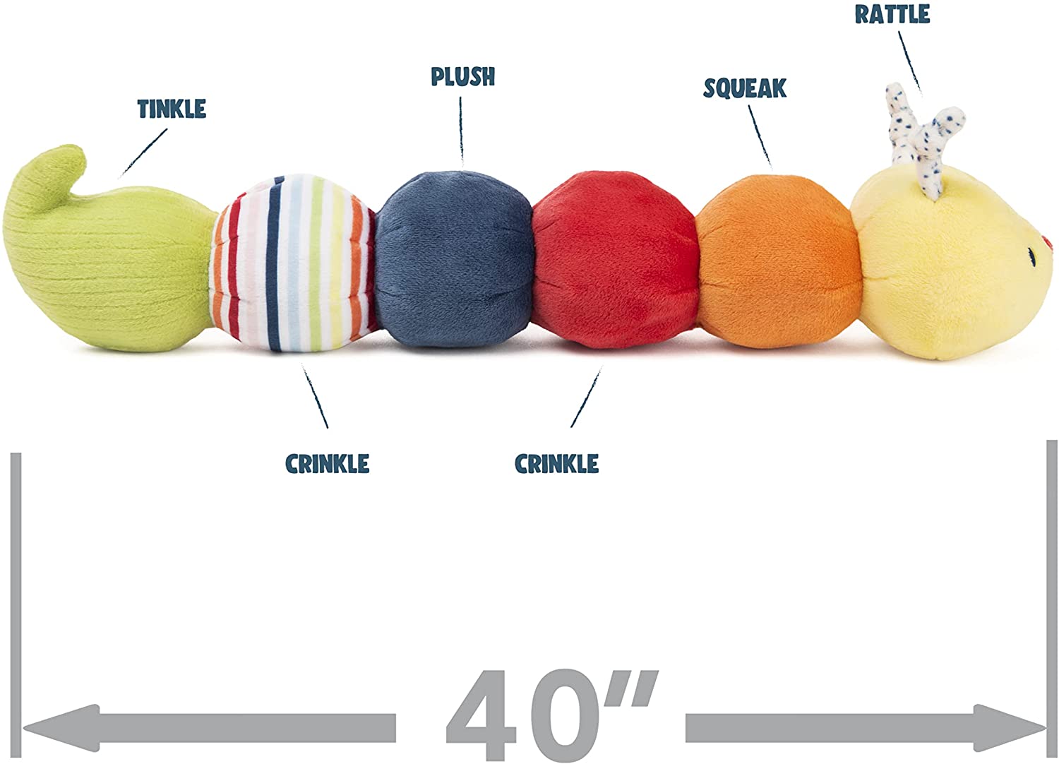 GUND 40 Inch Soft Tinkle Crinkle Jumbo Caterpillar Sensory Stimulating Plush Toy - VMInnovations
