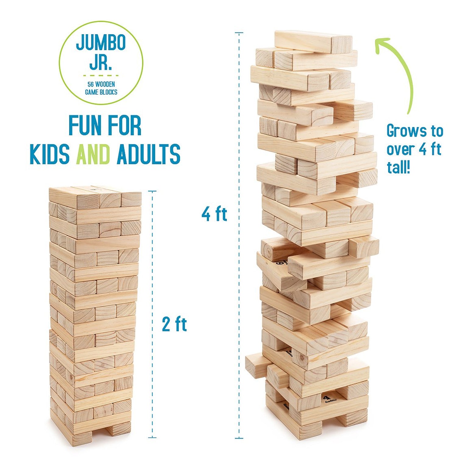 Giantville Giant 56 Piece Jumbo Junior Tumbling Blocks w/ Storage Bag (Open Box)