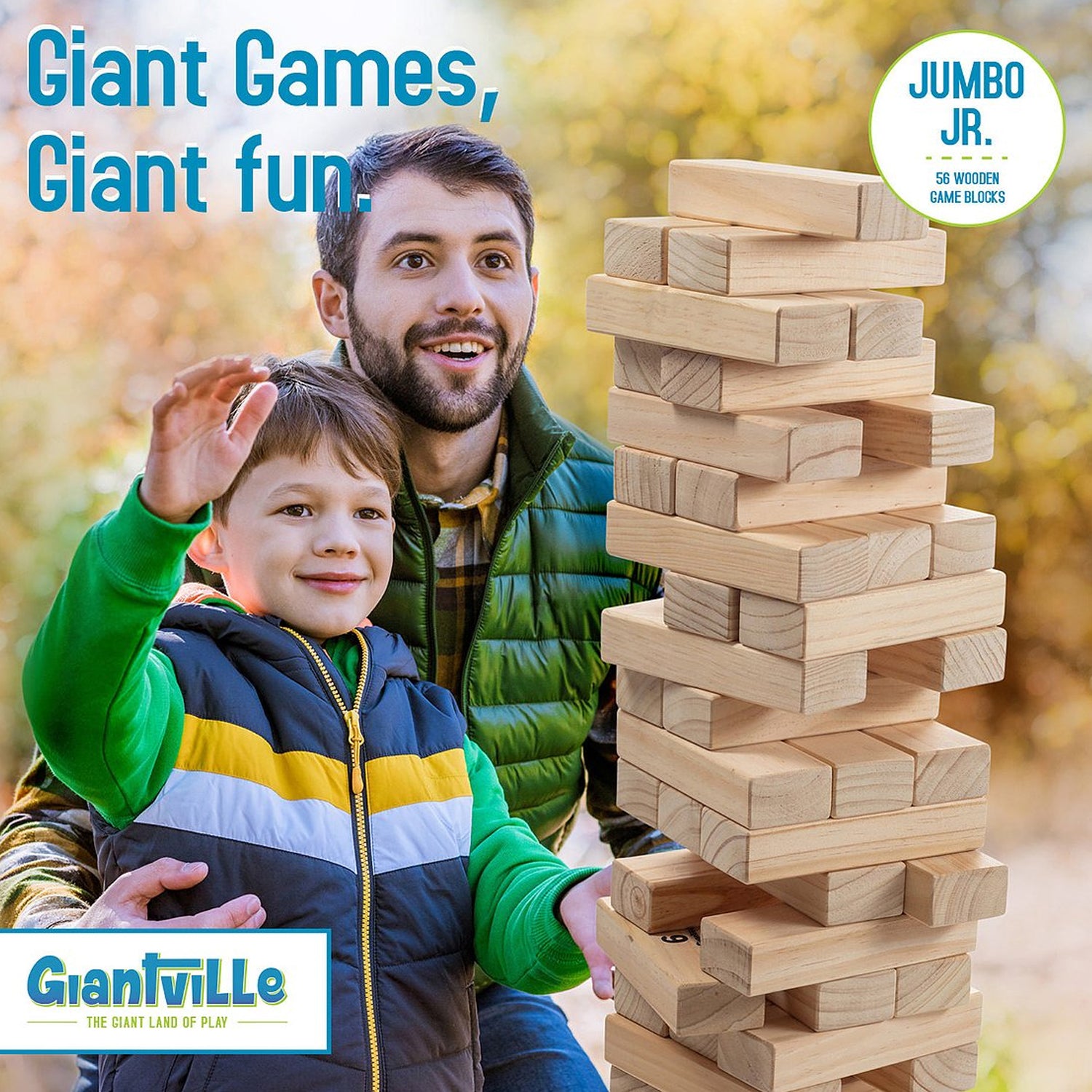 Giantville Giant 56 Piece Jumbo Junior Tumbling Blocks w/ Storage Bag (Open Box)