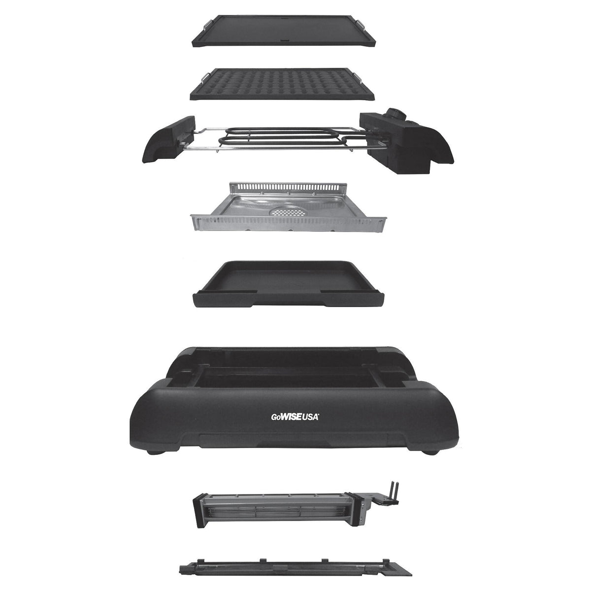 GoWISE USA 2 in 1 Indoor Smokeless Electric Grill with Griddle Plate (Used)
