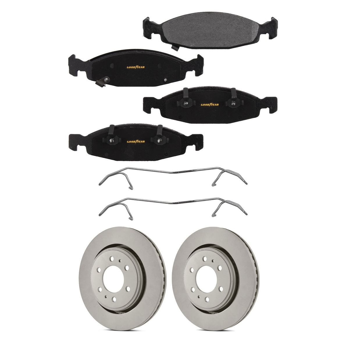 Goodyear Brakes GYD790 Front Brake Pads Bundle w/ 2 Pack 214614GY Front Rotors - VMInnovations