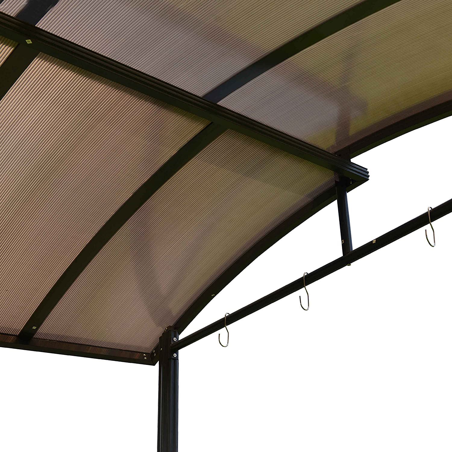 ALEKO 8 x 5 x 7.8 Foot Steel Hard Top BBQ Grill Gazebo Shelter Canopy, Brown