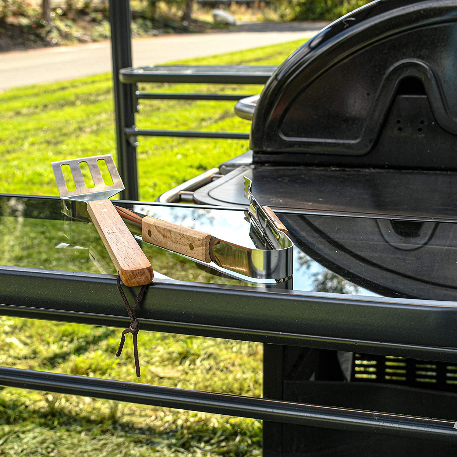 ALEKO 8 x 5 x 7.8 Foot Steel Hard Top BBQ Grill Gazebo Shelter Canopy, Brown