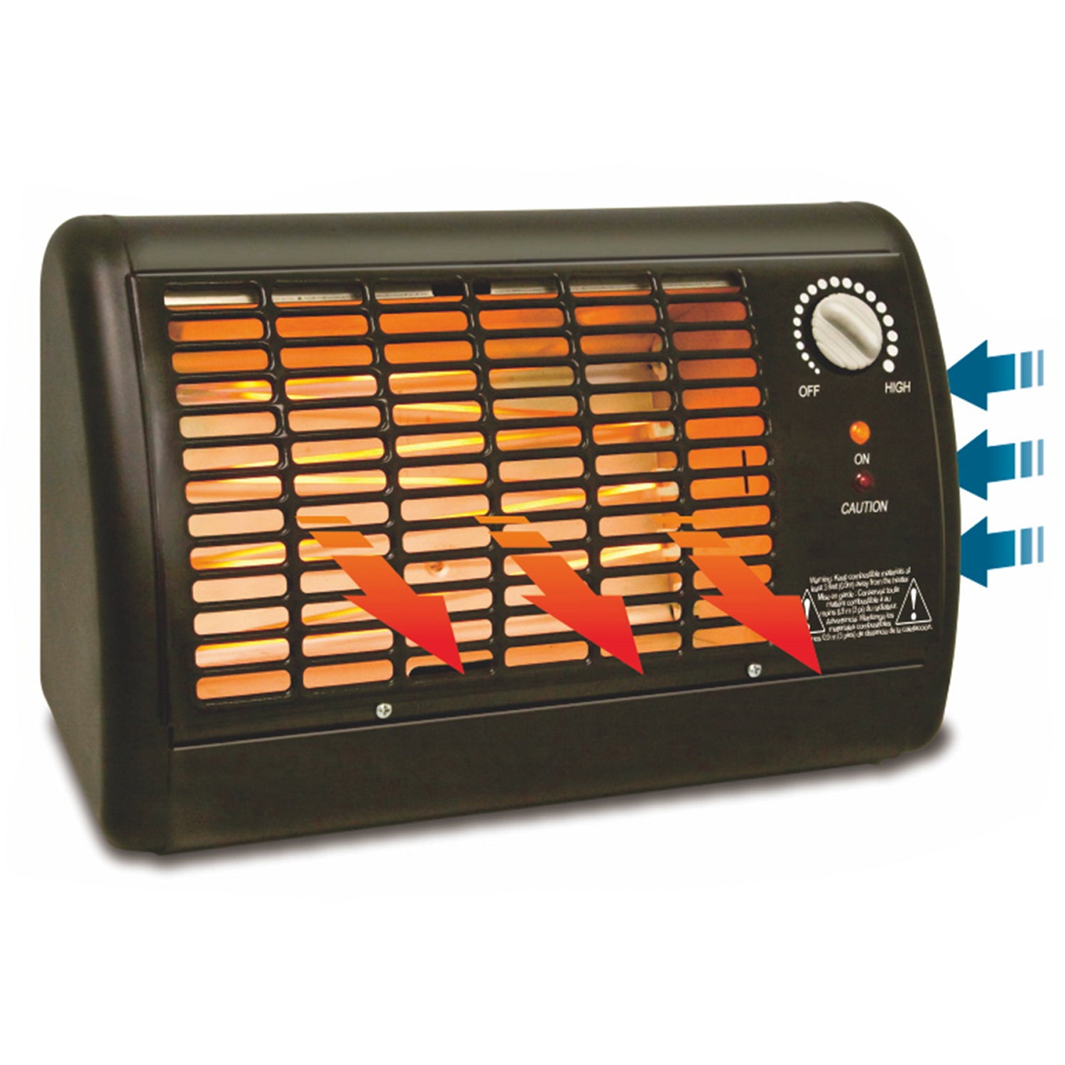 Optimus 1320 Watt Personal Portable Fan Radiant Heater with Thermostat, Black - VMInnovations