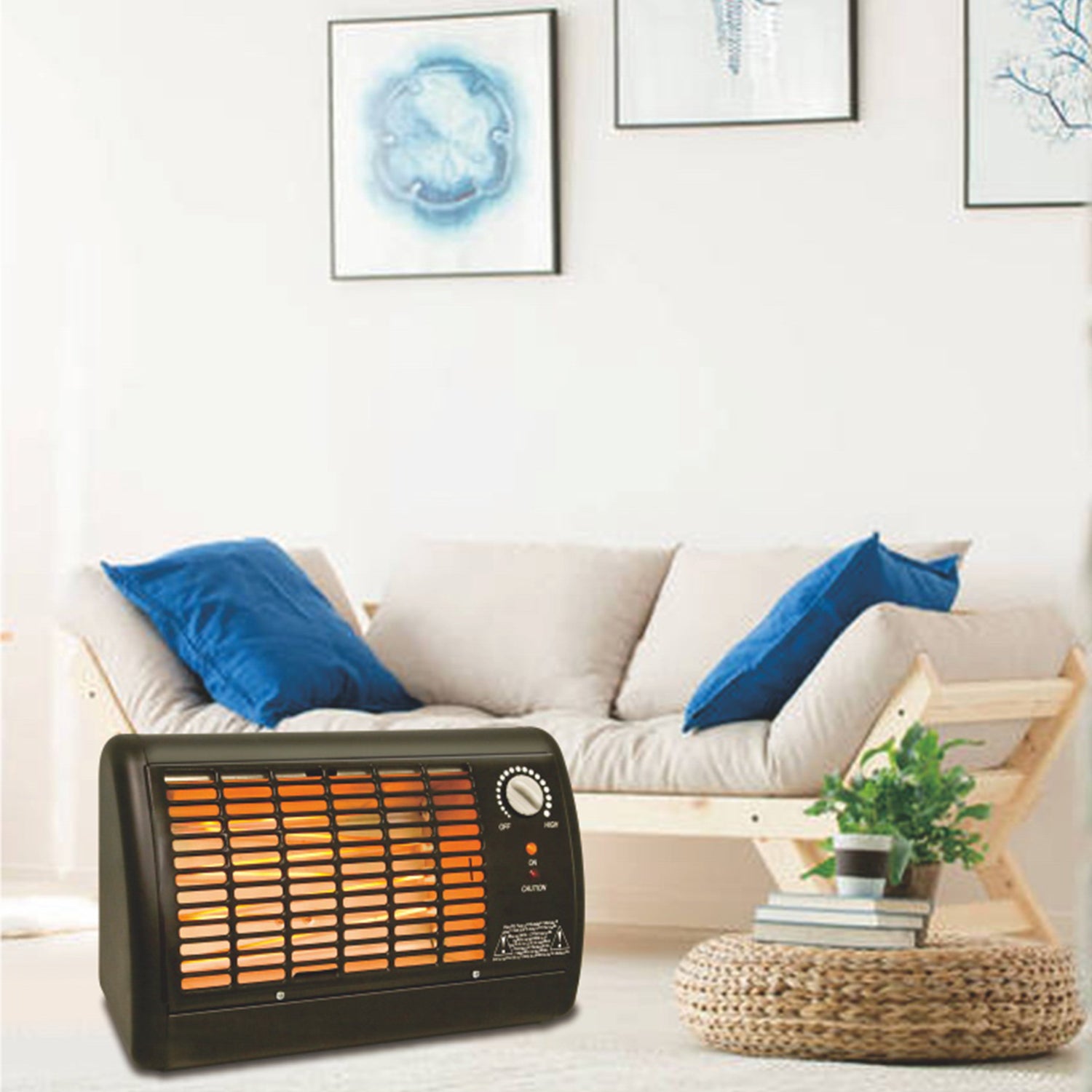 Optimus 1320 Watt Personal Portable Fan Radiant Heater with Thermostat, Black - VMInnovations