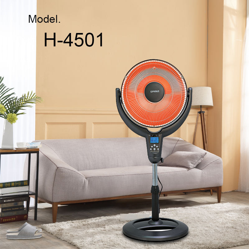 Optimus H-4501 14" Adjustable Oscillating Pedestal Dish Heater w/ Remote Control