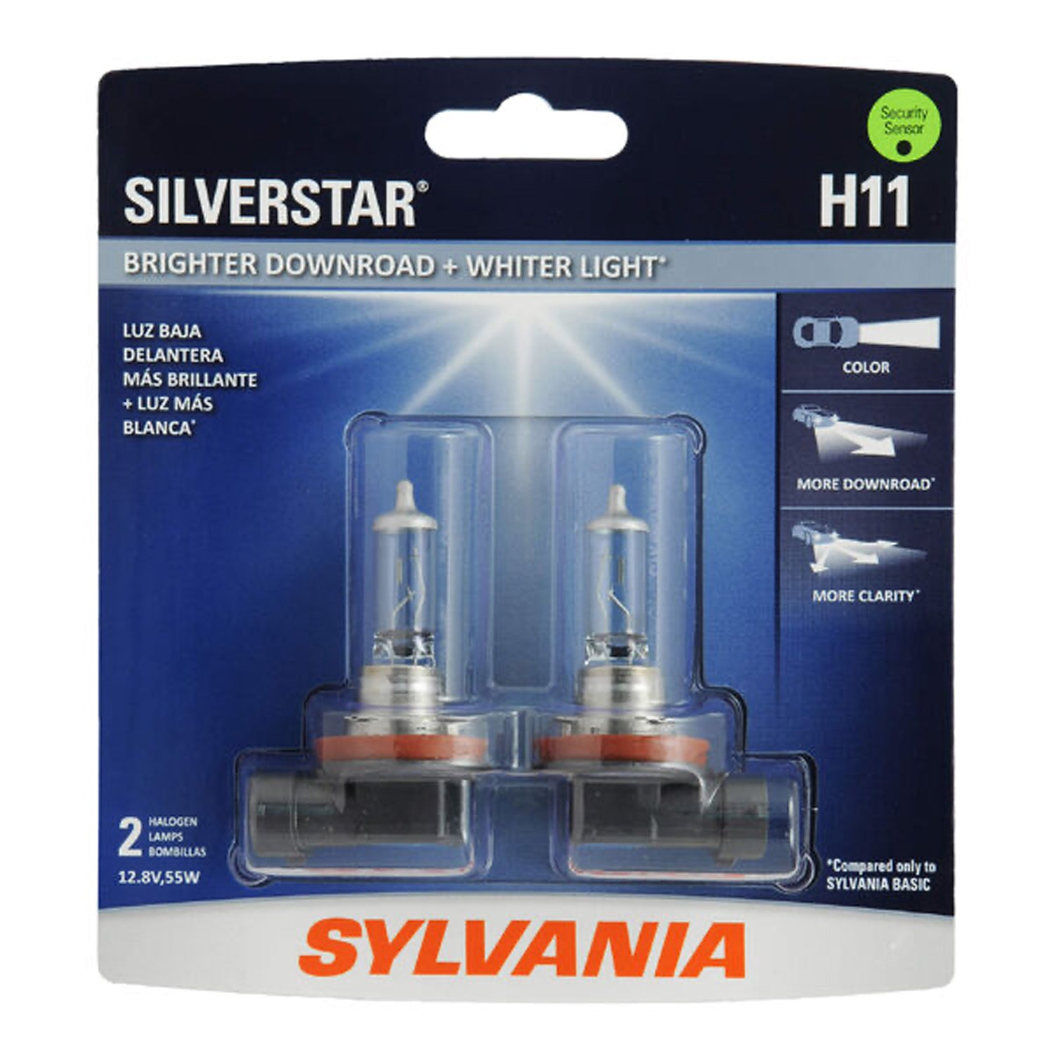 Sylvania H11 SilverStar High Performance Halogen Headlight Bulbs White (2 Pack)