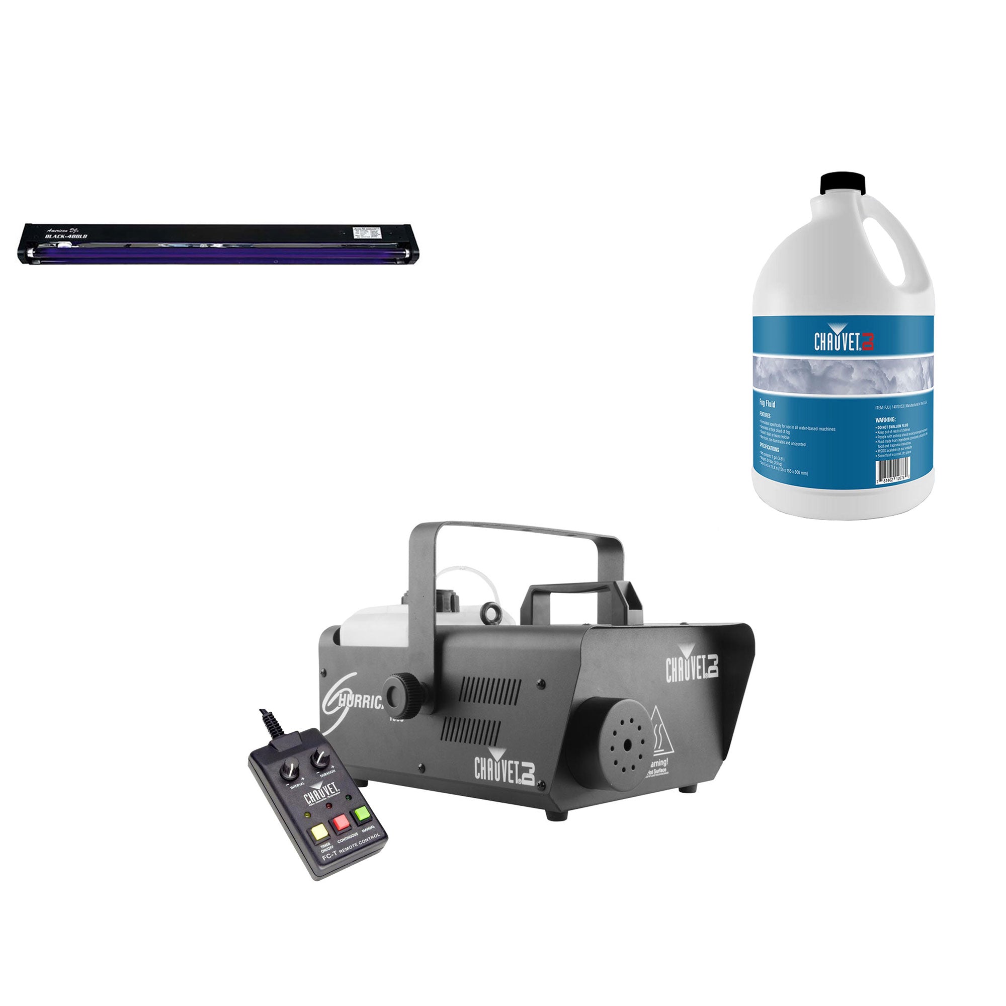 Chauvet DJ Fog Machine & American DJ Blacklight & Fog Machine Smoke Juice Fluid