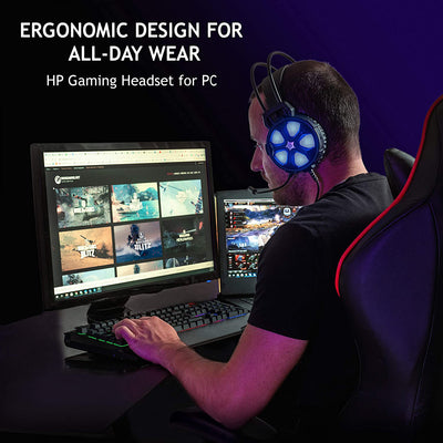 HP H400 Wired Gaming Headset w/ LED RGB Lights & Integrated Mic, For PC & Laptop