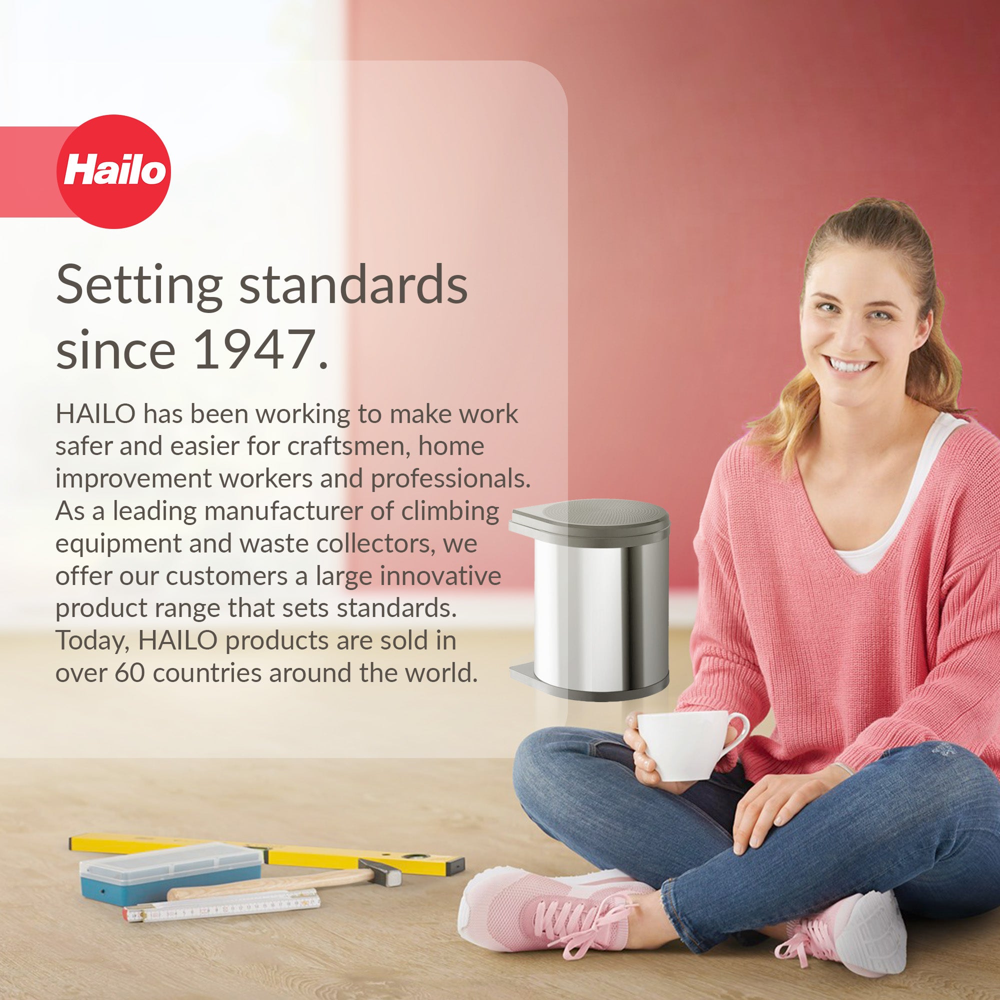 Hailo Compact-Box M Trash Can, 4 Gal, Lid-Lift, Small Kitchen Bin, Steel (Used) - VMInnovations