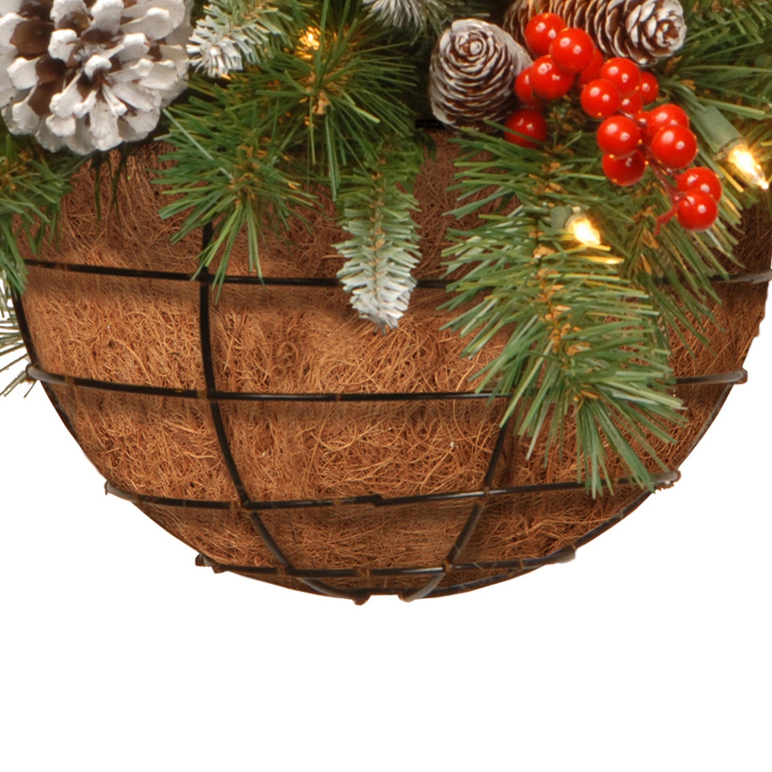 National Tree Company 20" Artificial Frosted Berry Hanger Basket Christmas Decor
