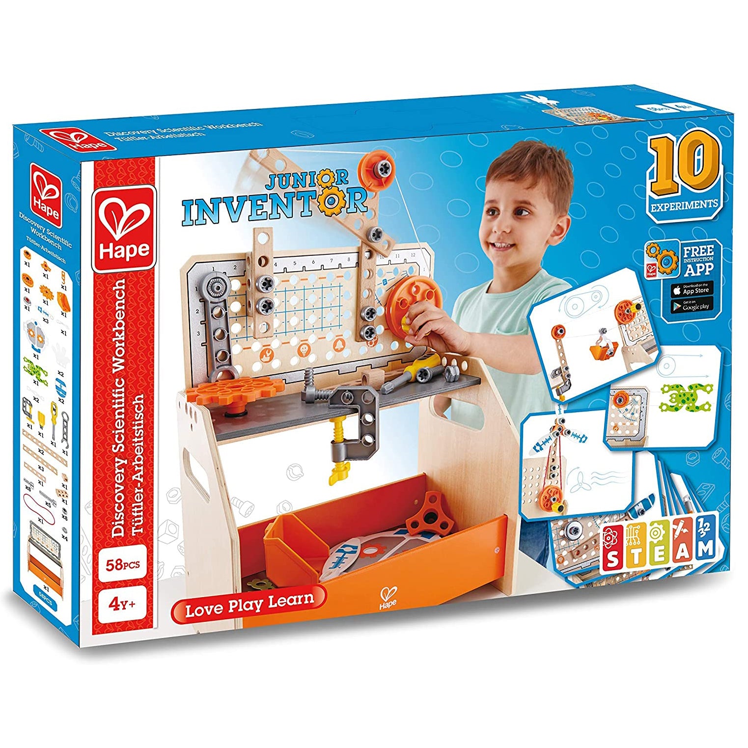 Hape Scientific Workbench Kid's Discovery Construction Workshop Toy, Ages 4 & Up