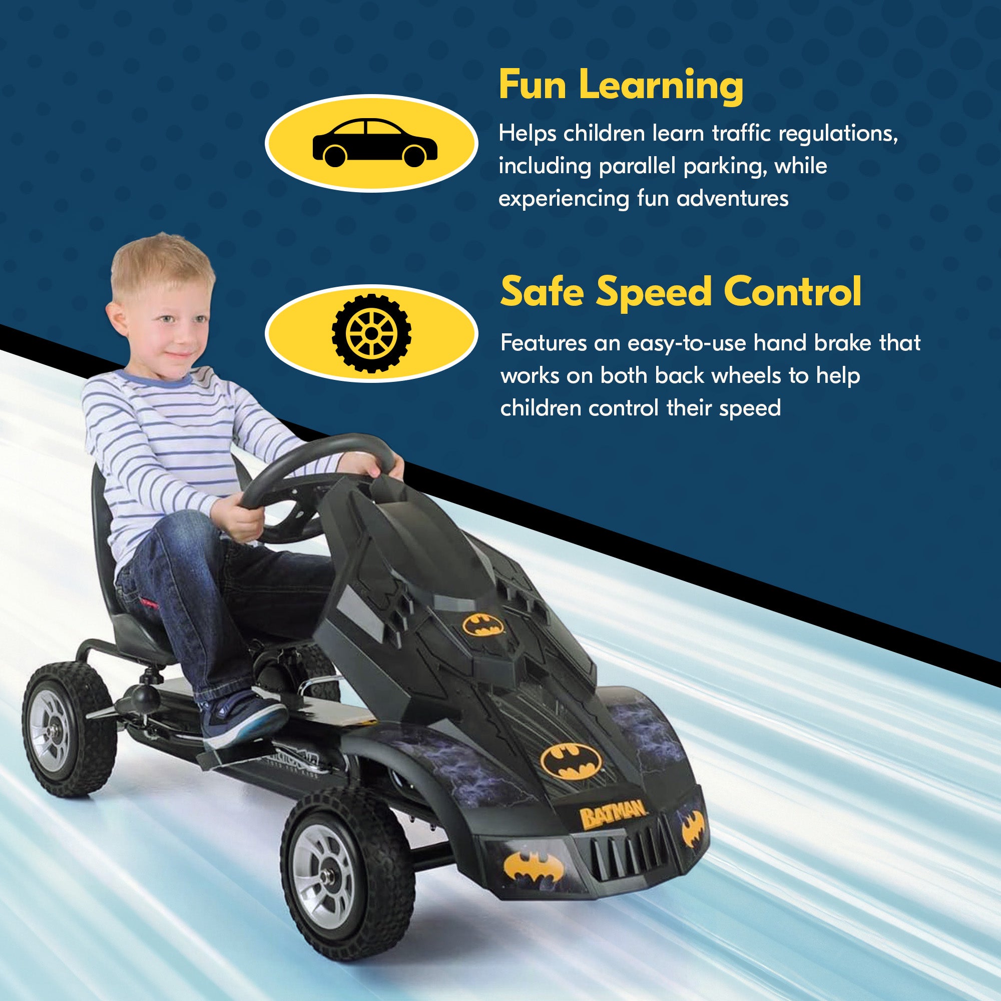 Hauck Bat Mobile Pedal Go Kart Ride On Batman Vehicle for Kids, Black(For Parts) - VMInnovations
