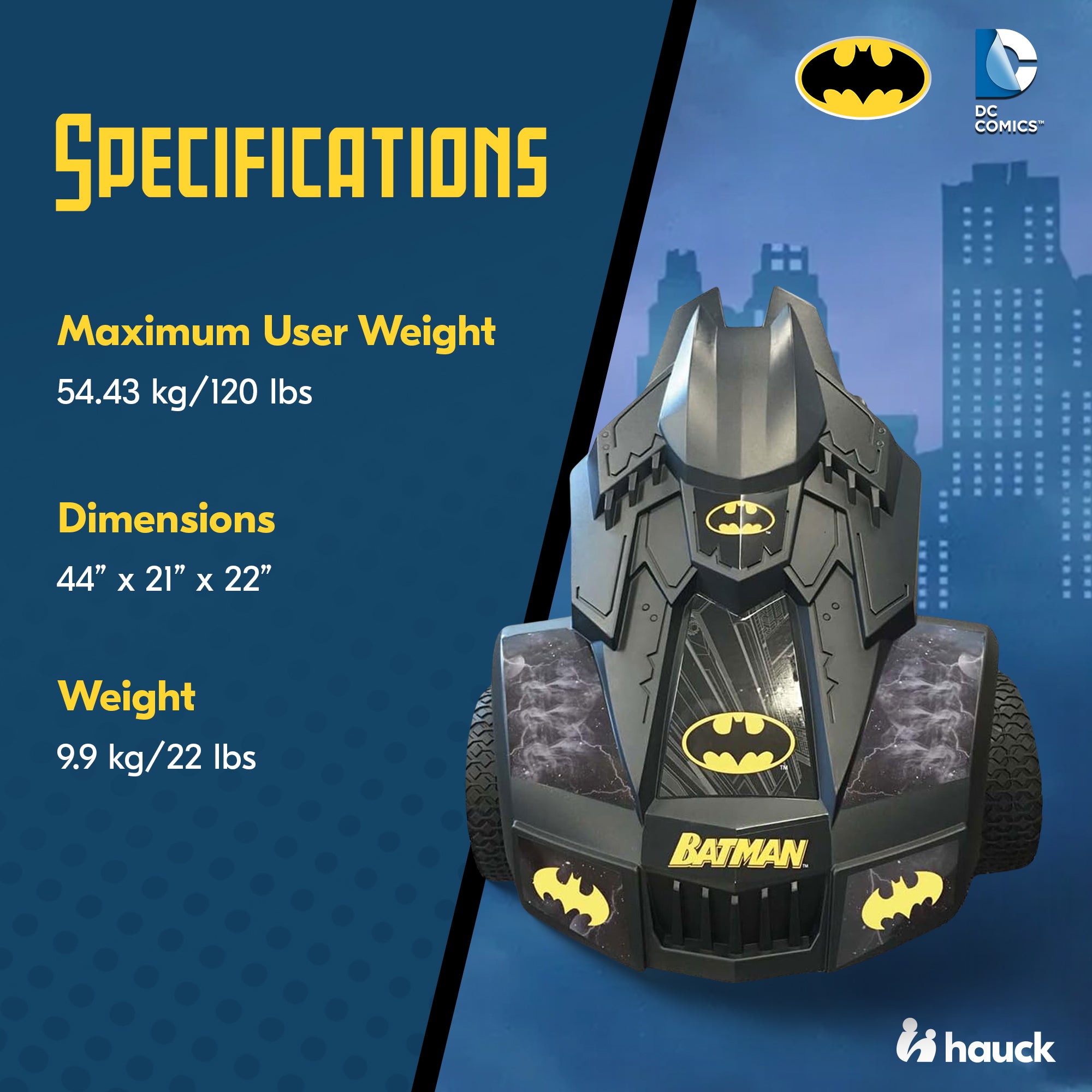 Hauck Bat Mobile Pedal Go Kart Ride On Batman Vehicle for Kids, Black(For Parts) - VMInnovations