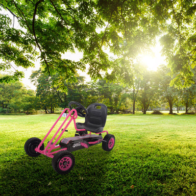 hauck Lightning Ergonomic Pedal Ride On Go Kart Toys for Boys and Girls, Pink