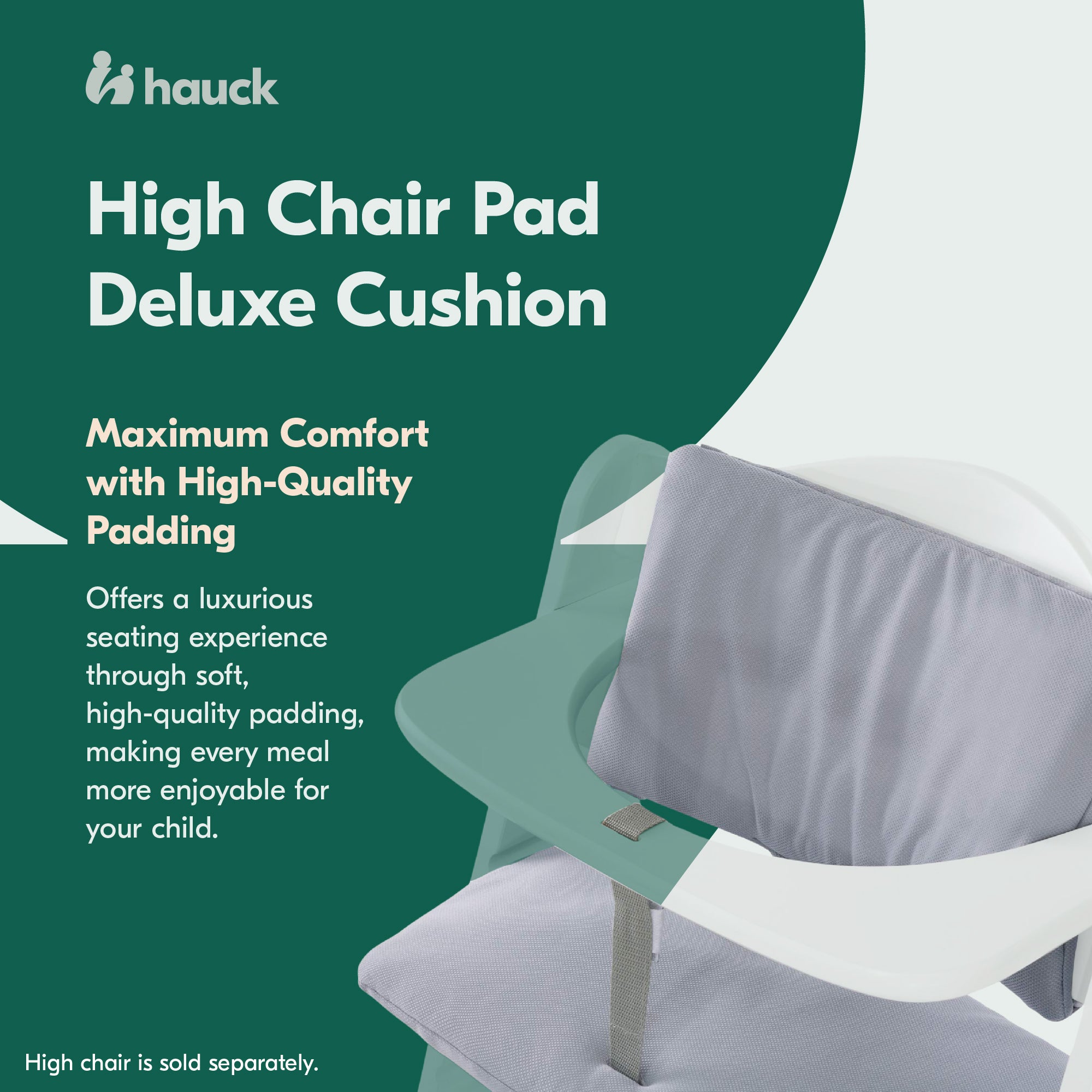 hauck High Chair Pad Deluxe Cushion for Alpha+,Beta+ Highchair, Grey (Open Box) - VMInnovations