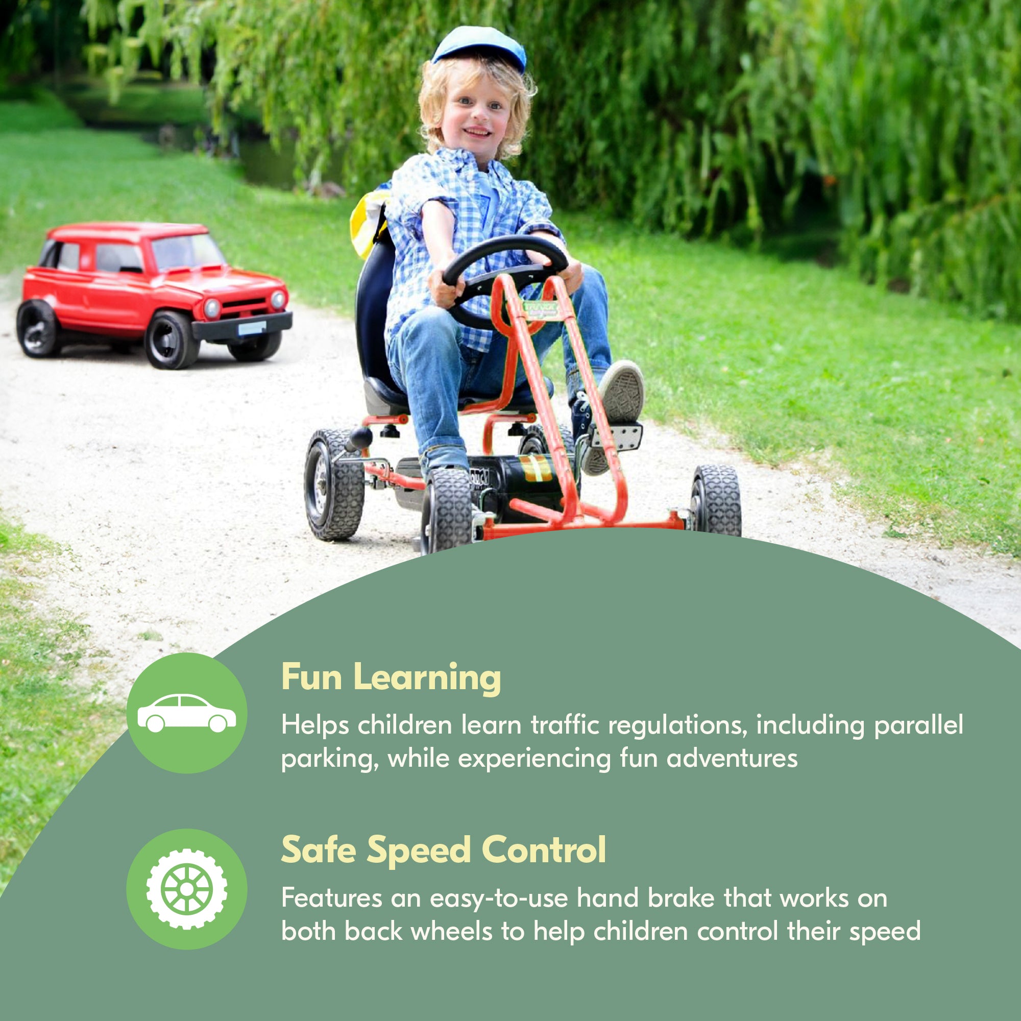 hauck Lightning Pedal Ride On Go Kart Toy for Boys & Girls, Orange (Open Box)