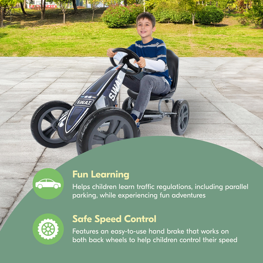 Hauck Cyclone Pedal Go Kart with Adjustable Seat for Kids Ages 4 to 8, S.W.A.T. - VMInnovations