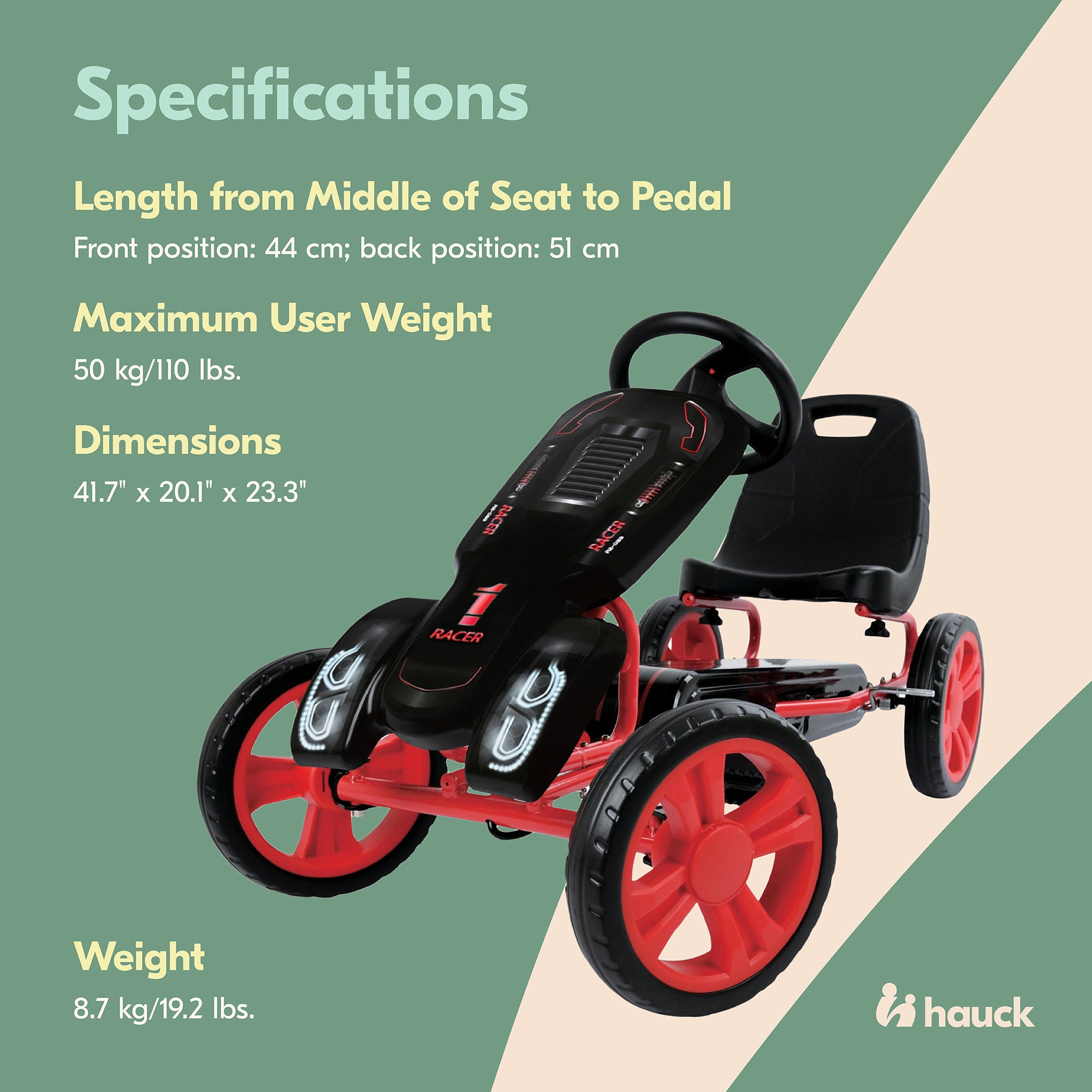 Hauck Speedster Pedal Go Kart & Adjustable Bucket Seat, Kids Ages 4-8(Open Box) - VMInnovations
