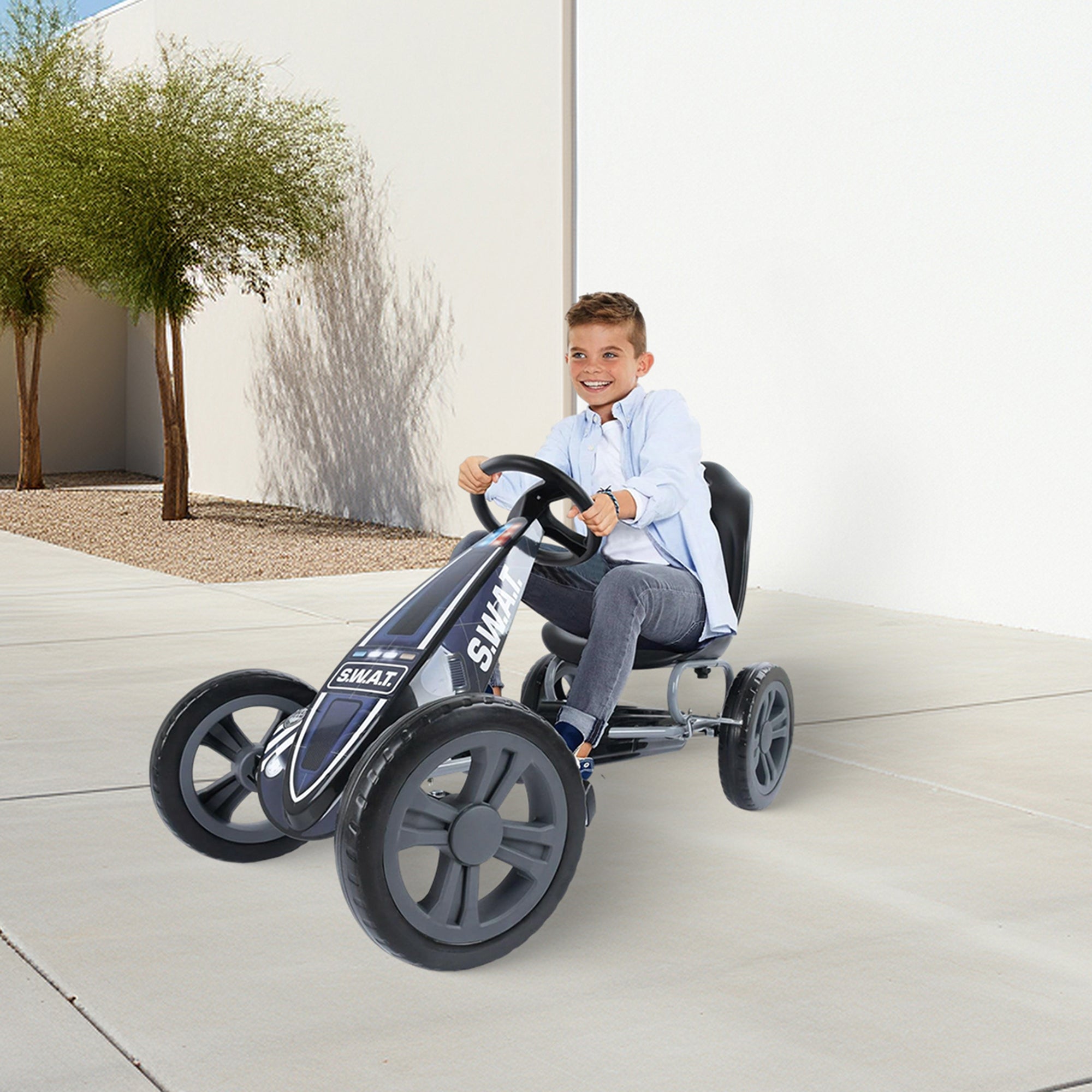 Hauck Cyclone Pedal Go Kart with Adjustable Seat for Kids Ages 4 to 8, S.W.A.T. - VMInnovations