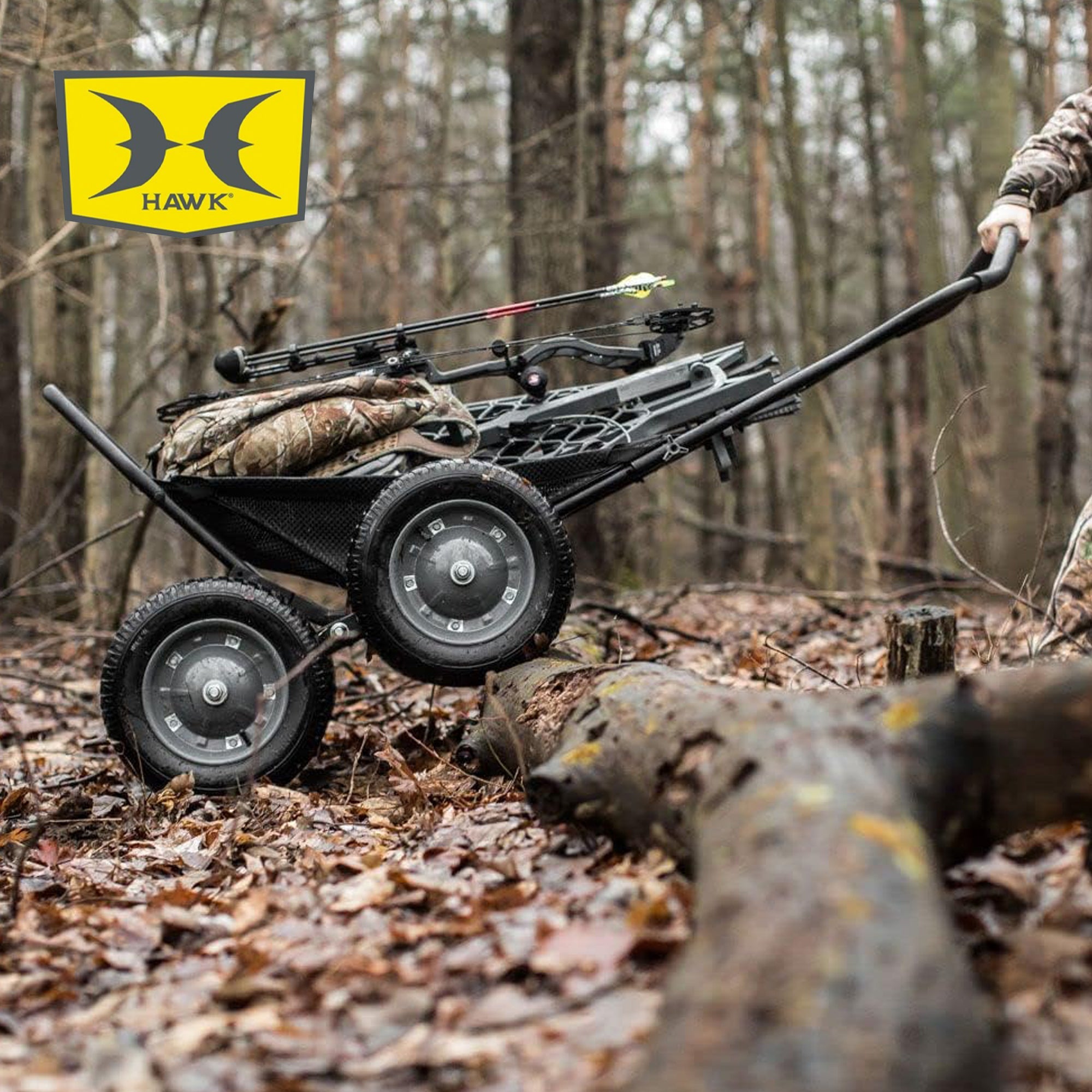 Hawk Crawler 500 Pound Capacity Foldable Multi Use Game Recovery Cart, Black