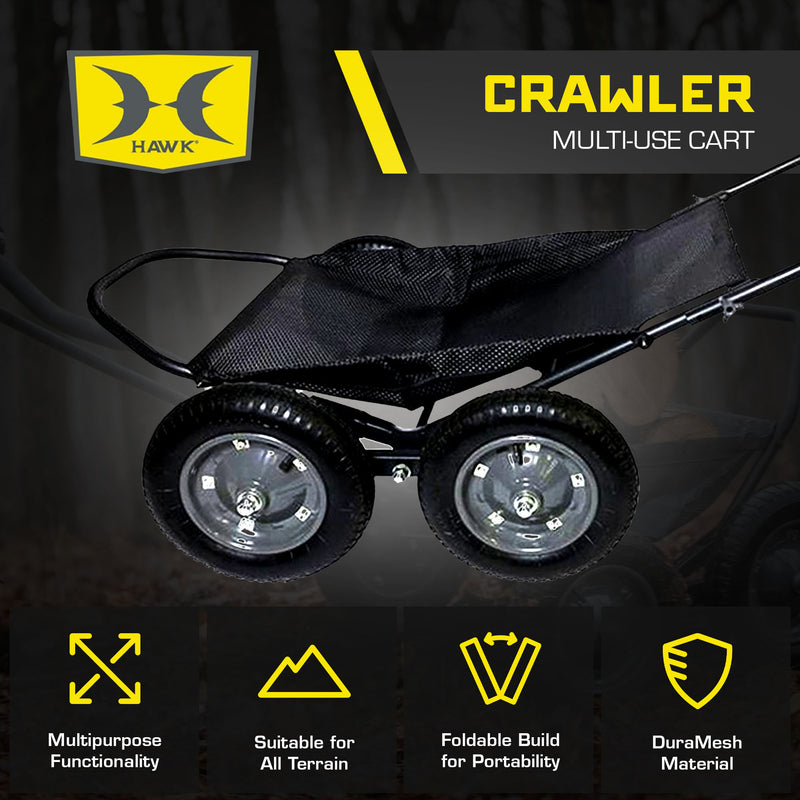 Hawk Crawler 500lb Capacity Foldable Multi Use Deer Game Recovery Cart, Black - VMInnovations