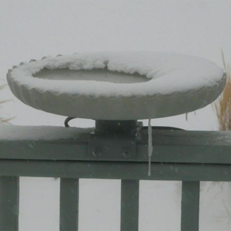 Farm Innovators 120W Outdoor Stone Scalloped Heated Birdbath w/ Deck Mount, Gray
