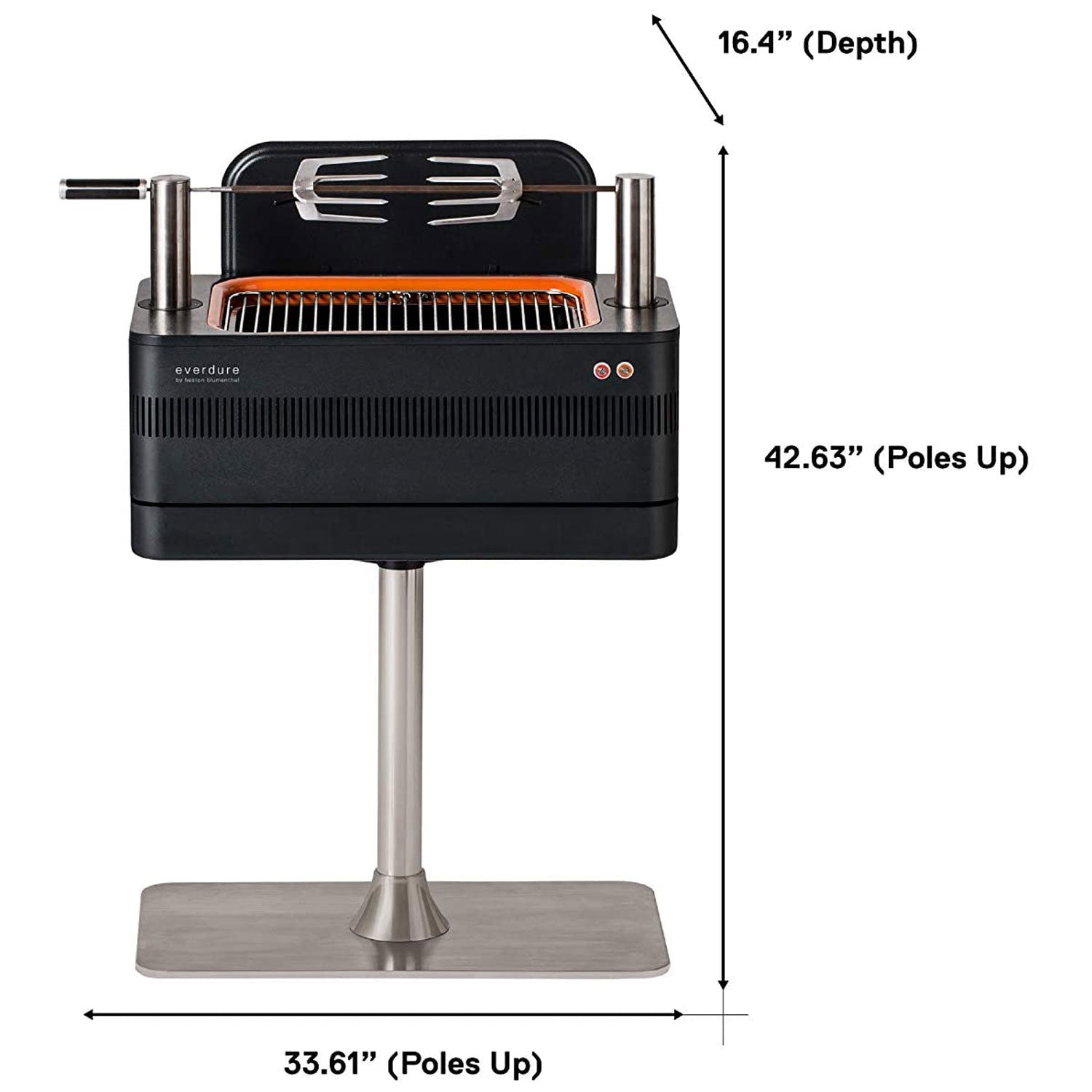 Everdure by Heston Blumenthal FUSION 29 Inch Pedestal Charcoal Grill/Rotisserie