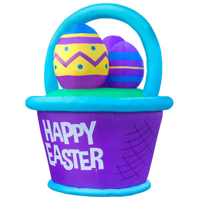 Holidayana 8 Foot Tall Inflatable Easter Egg Basket Holiday Yard Decoration