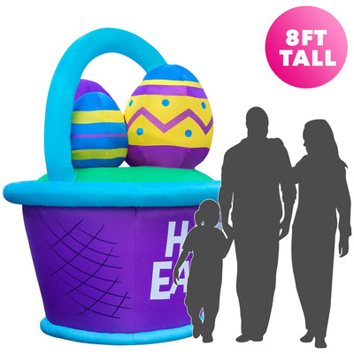 Holidayana 8 Foot Tall Inflatable Easter Egg Basket Holiday Yard Decoration