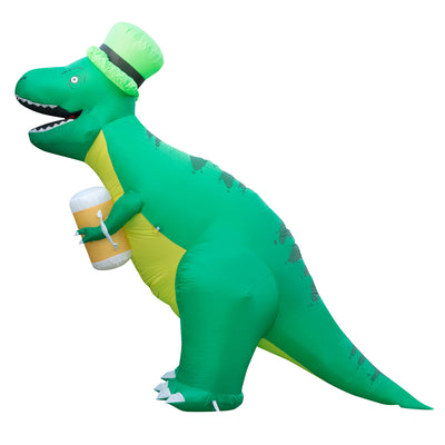 Holidayana 8' Tall Inflatable St Patricks Day TRex Dinosaur Leprechaun Hat Decor