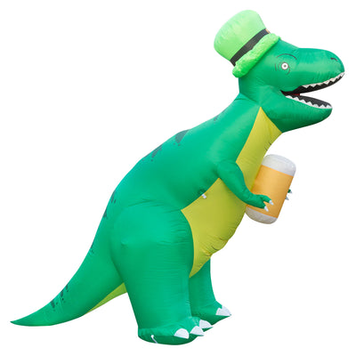 Holidayana 8' Tall Inflatable St Patricks Day TRex Dinosaur Leprechaun Hat Decor