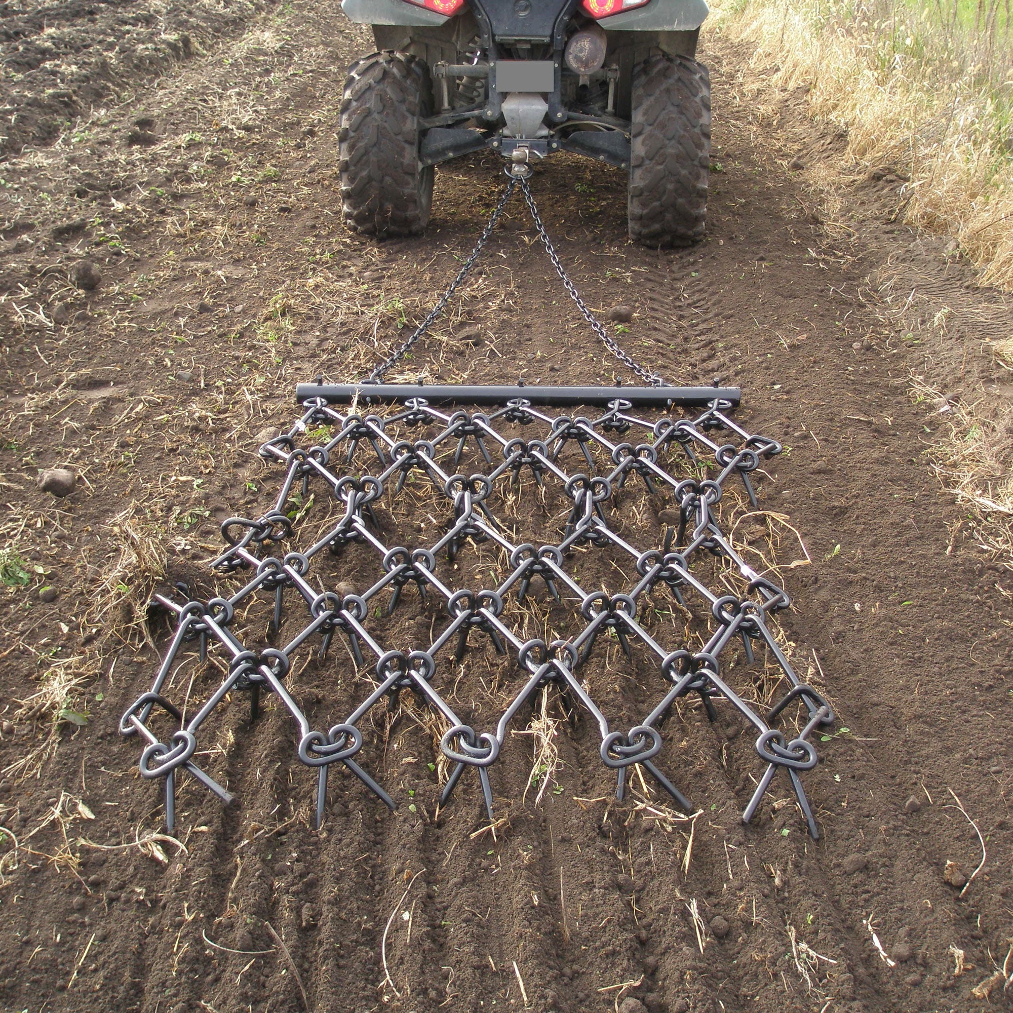 Field Tuff 4x4Ft Steel Durable Chain Rake Field Leveling ATV Drag Harrow (Used) - VMInnovations