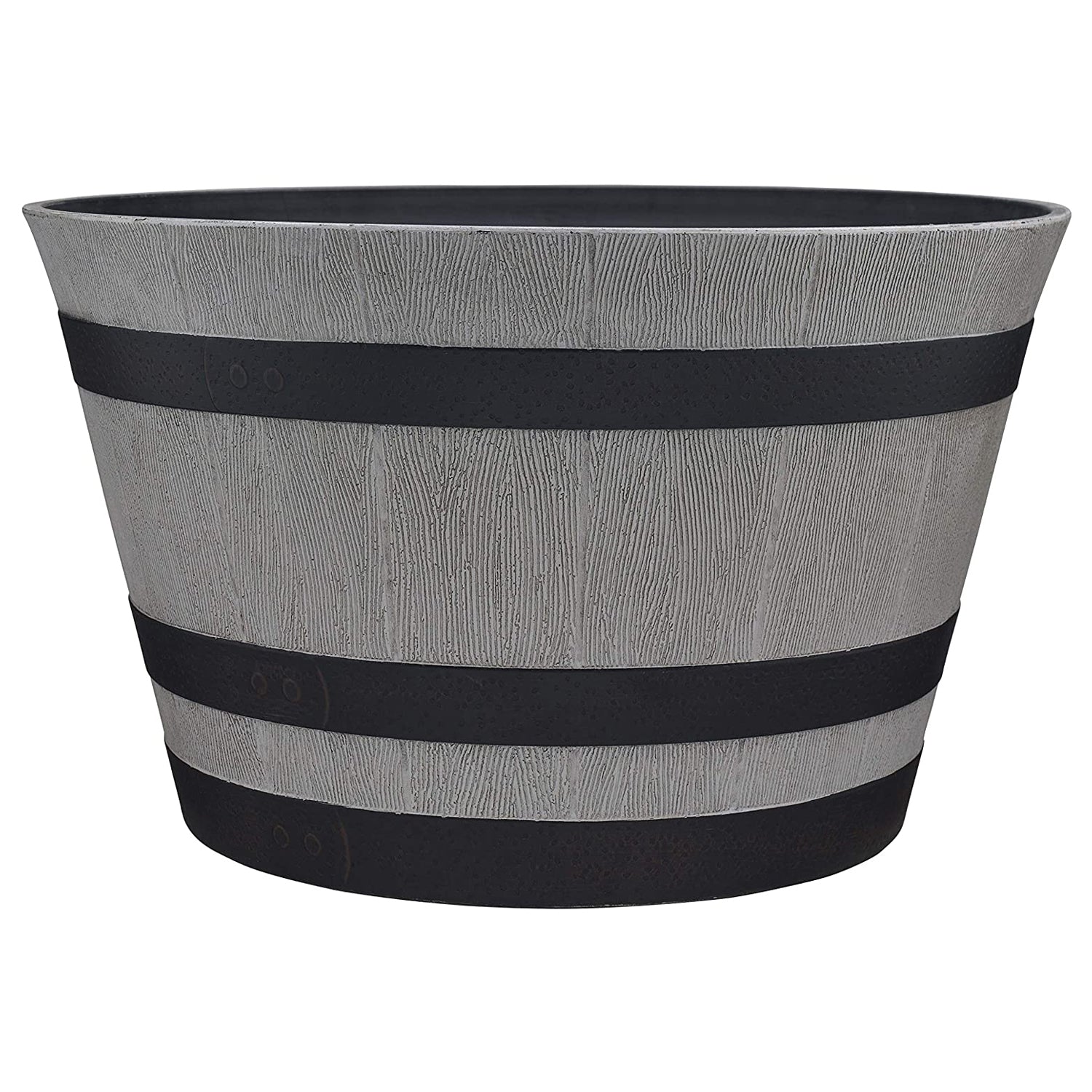 Southern Patio HDR-055457 Resin Whiskey Barrel Garden Planter Pot, Gray (3 Pack) - VMInnovations