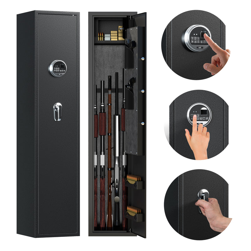 AOBABO 5-Rifle Gun Safe w/Keypad Lock, Security Cabinet Long Safes Gun Cabinet