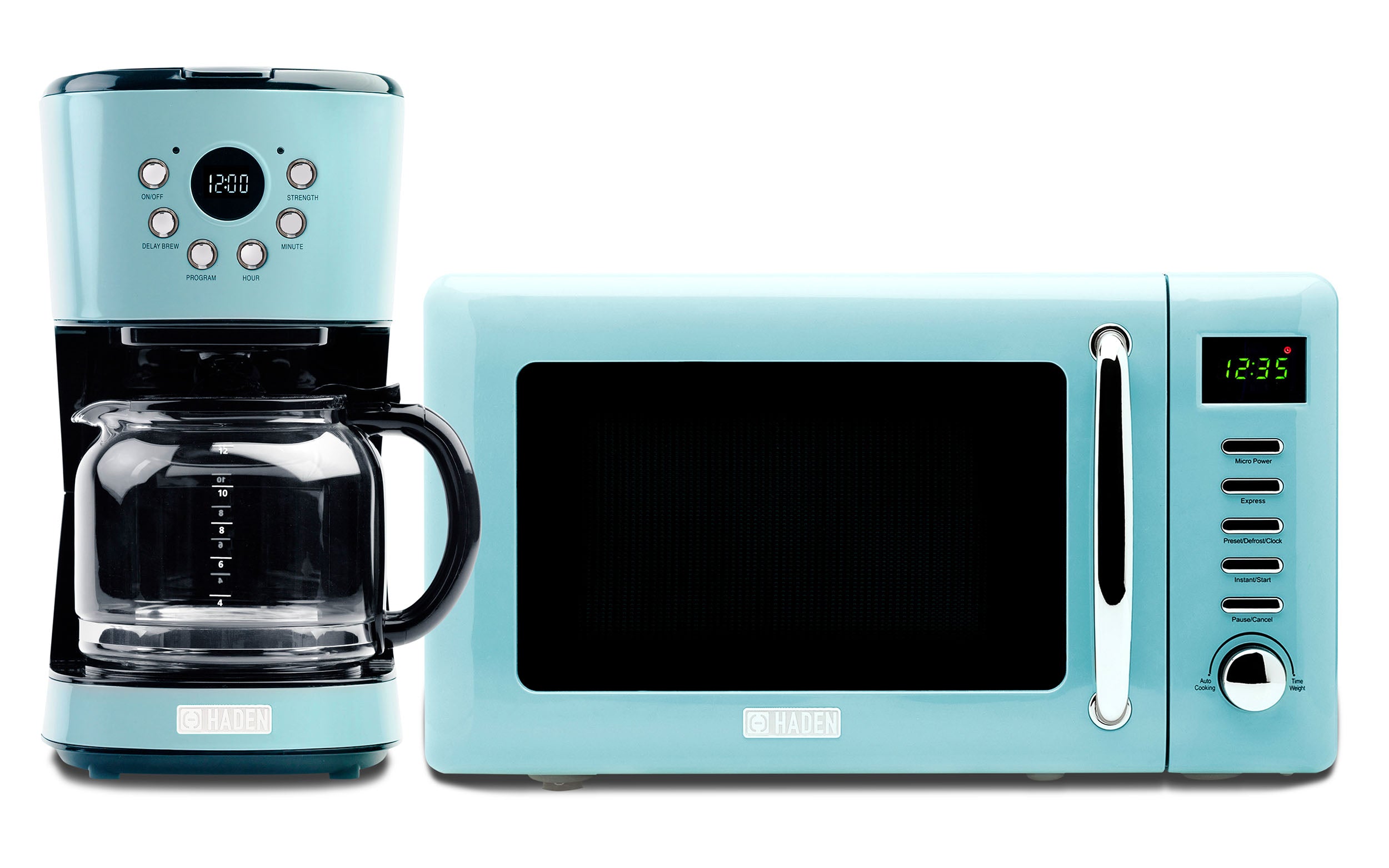 Haden Heritage 12 Cup Programmable Coffee Maker with Countertop Microwave, Blue - VMInnovations