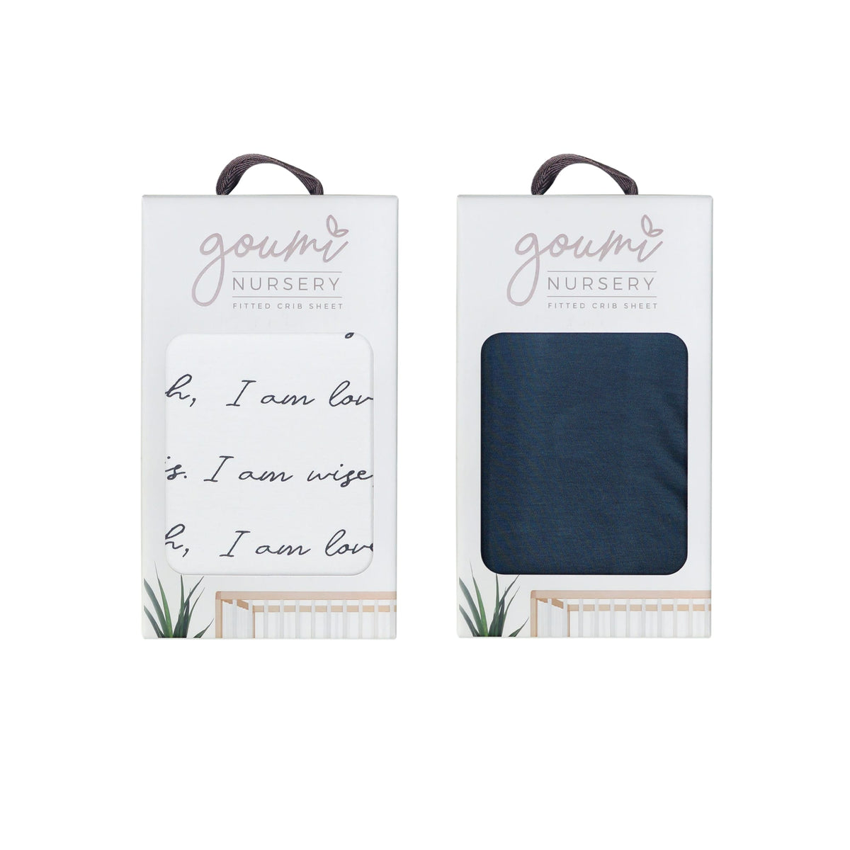 Goumikids Organic Bamboo Cotton Fitted Baby Crib Sheet, You Are Loved & Midnight - VMInnovations