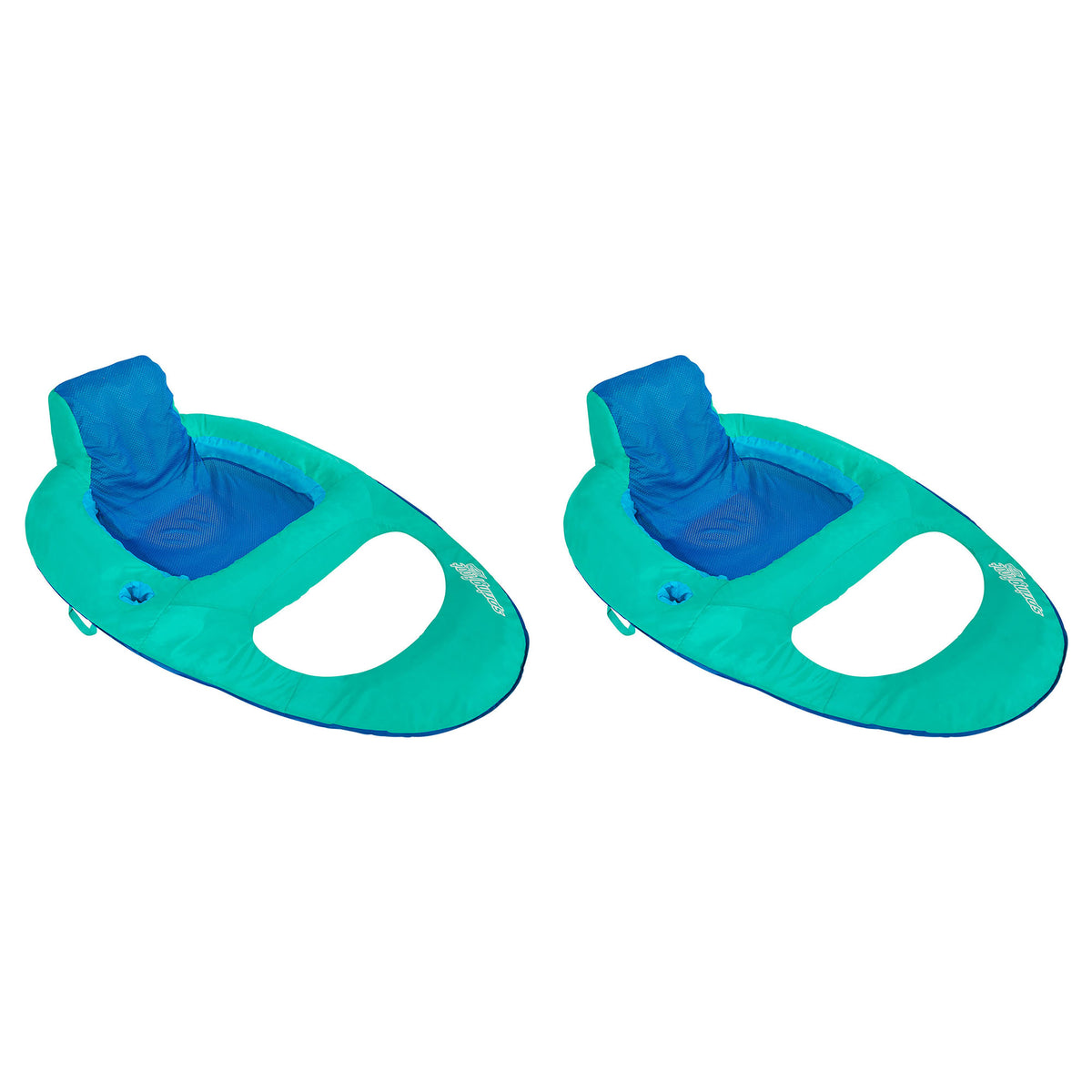 SwimWays Spring Float Inflatable Recliner Pool Lounger, Aqua & Blue (2 Pack)