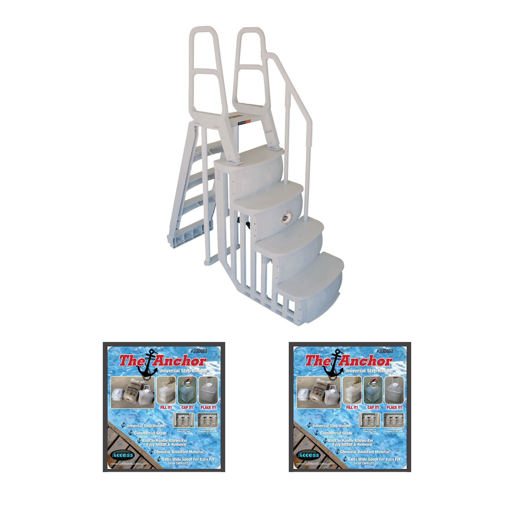 Main Access 200100T Above Ground Pool Step and Ladder System + 2 Sand Weights - VMInnovations