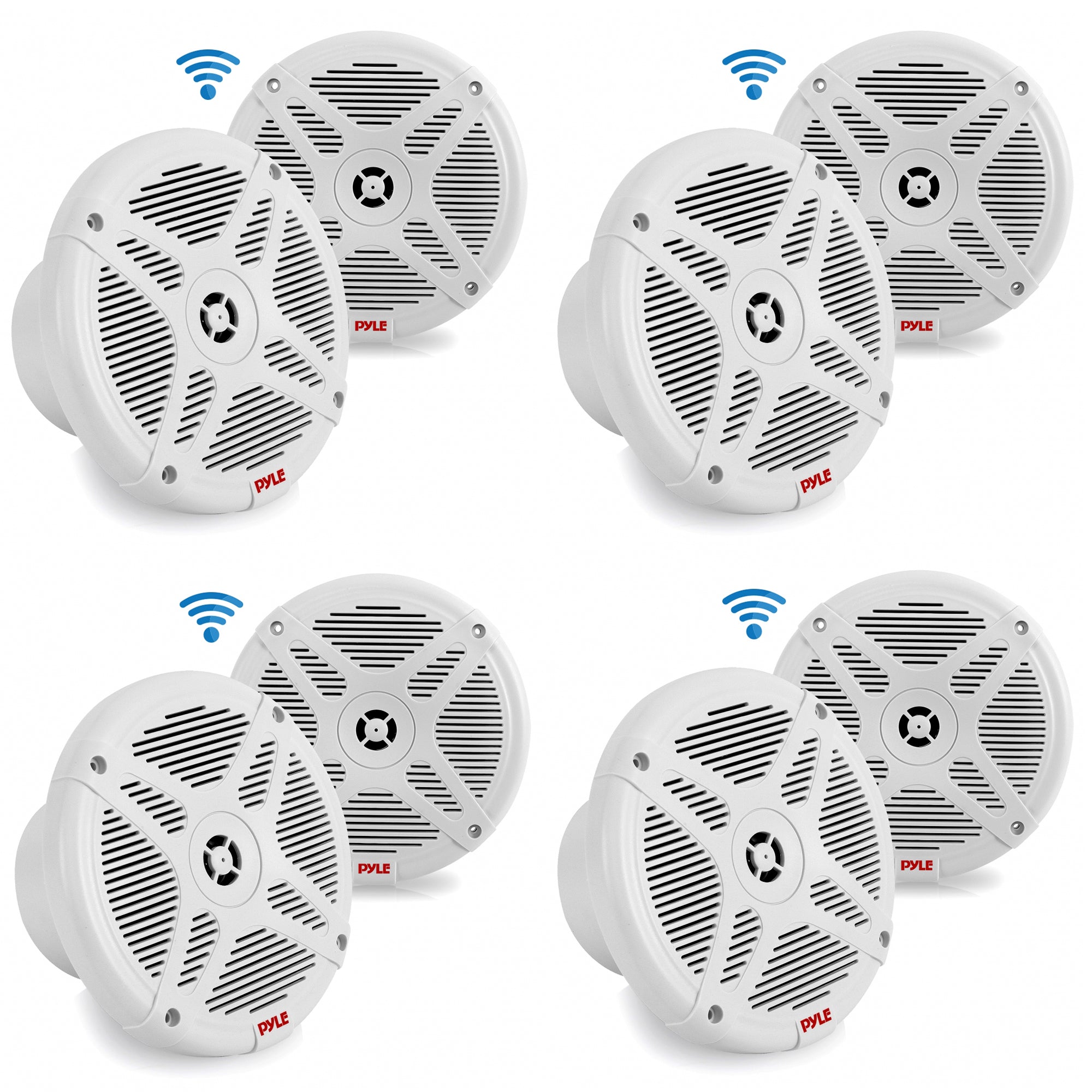 Pyle PLMRF65MW 6.5 Inch 600W 2 Way Waterproof Bluetooth Marine Speakers (4 Pair) - VMInnovations