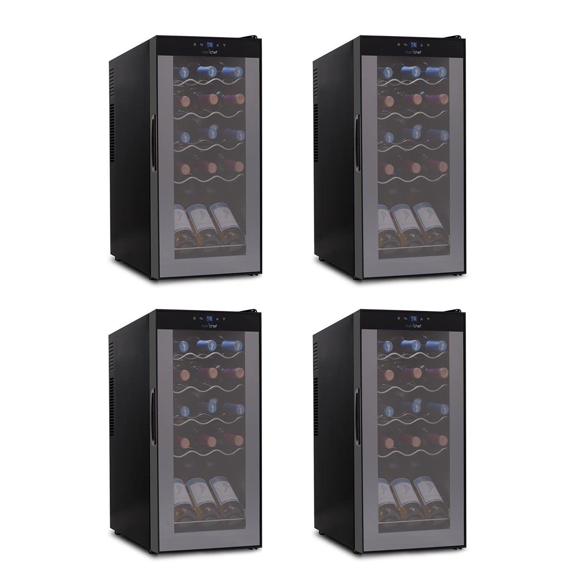 NutriChef Digital Electric 15 Bottle Thermoelectric Wine Chiller Cooler (4 Pack) - VMInnovations