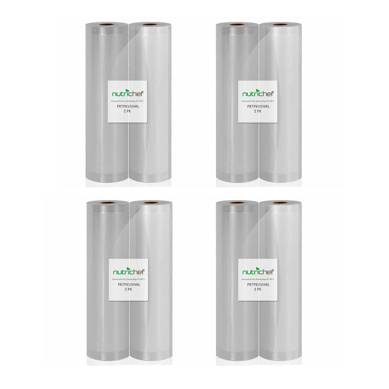 NutriChef Premium Vacuum Commercial Grade Food Storage Sealer Rolls (8 Pack)
