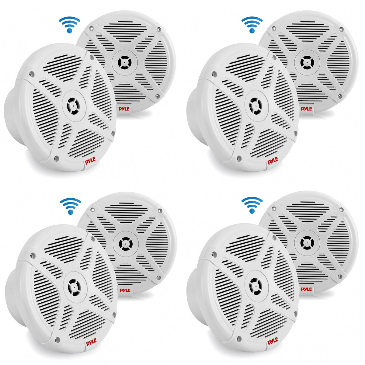 Pyle PLMRF65MW 6.5 Inch 600W 2 Way Waterproof Bluetooth Marine Speakers (4 Pair)