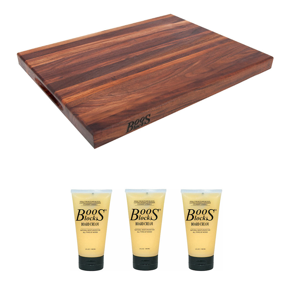John Boos Cutting Board Bundle w/Reversible Board & Moisture Cream, 5oz (3 Pack)