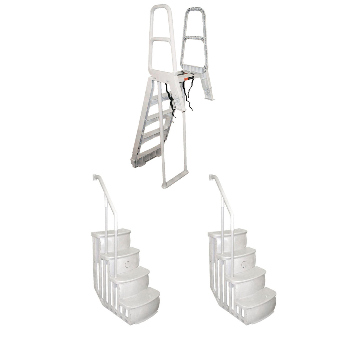 Durable Ladder for Swimming Pool Bundled w/ Main Access Smart Step Pool (2 Pack)