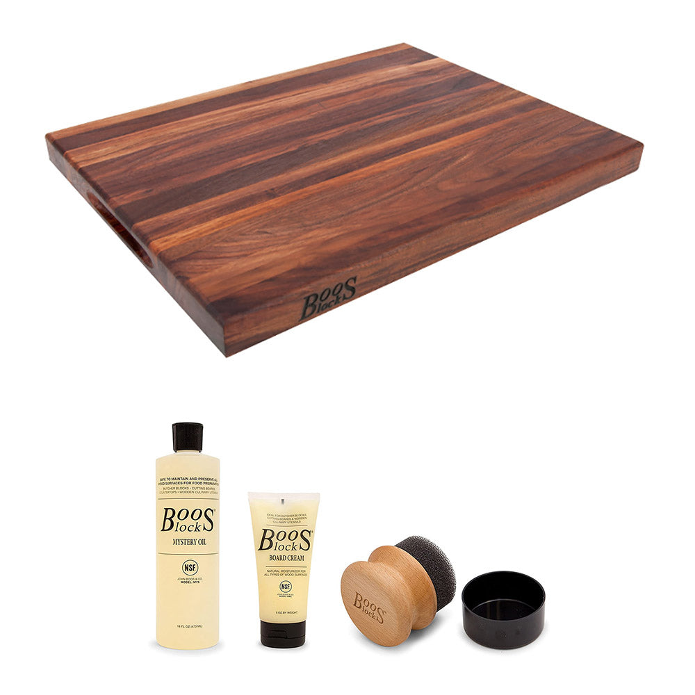 John Boos Cutting Board Bundle with Reversible Board and Maintenance Care Kit - VMInnovations