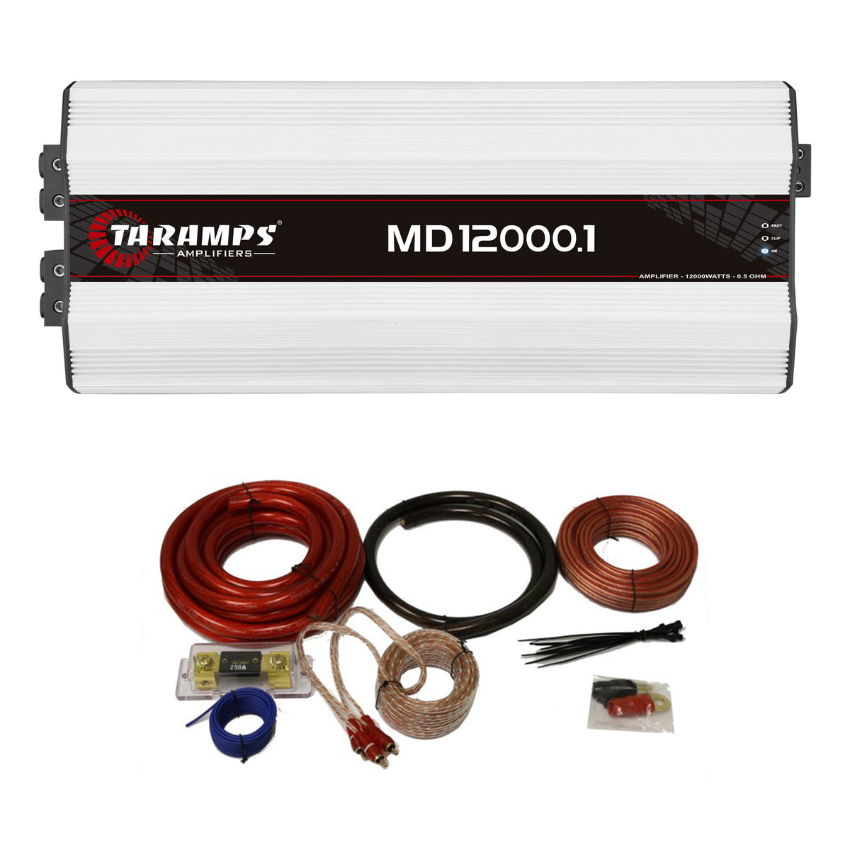 Taramps 12000W Auto Mono Amplifier with QPower Deluxe Car Amp Installation Kit