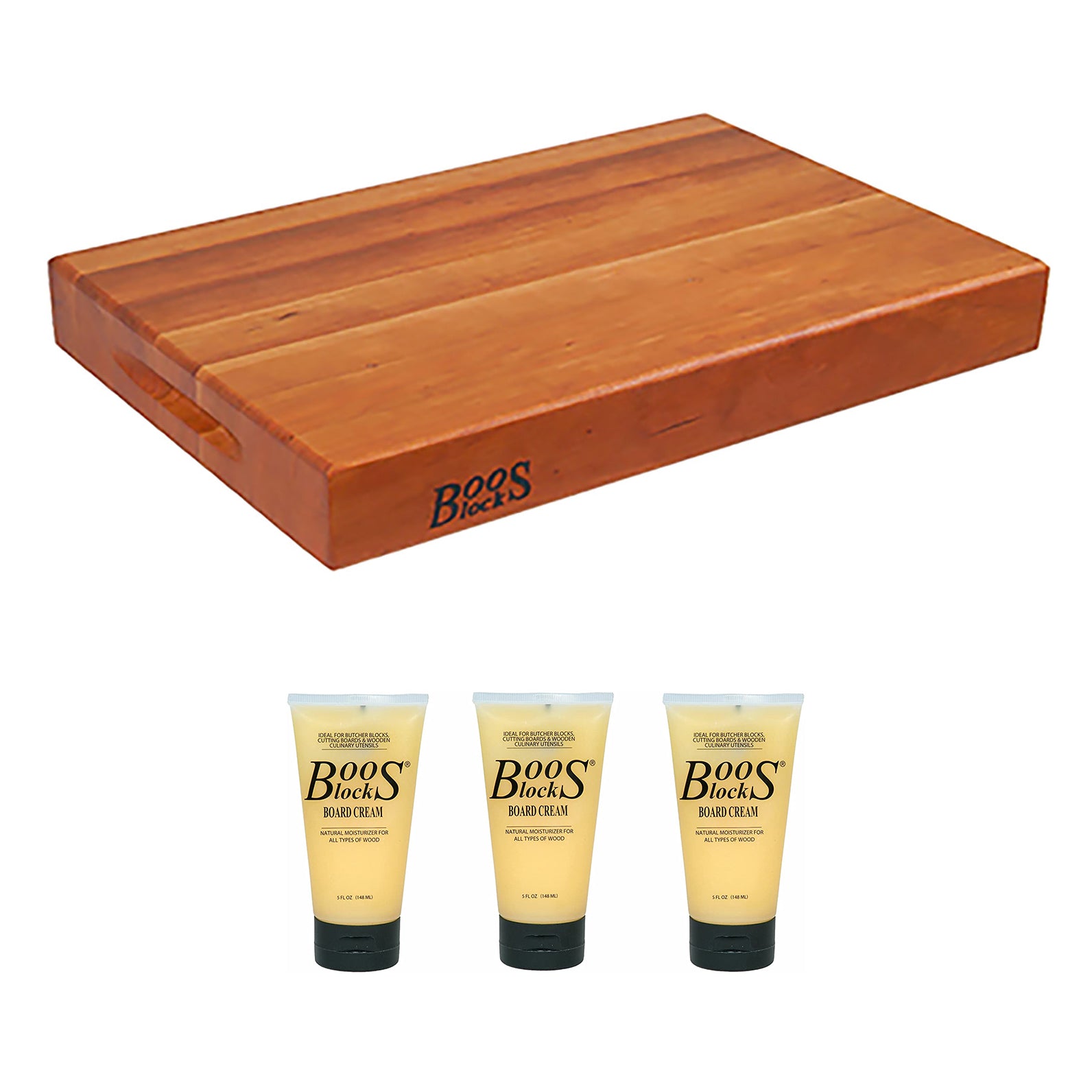 John Boos Cutting Board Bundle w/ Butcher Board & Moisture Cream, 5 Oz (3 Pack)
