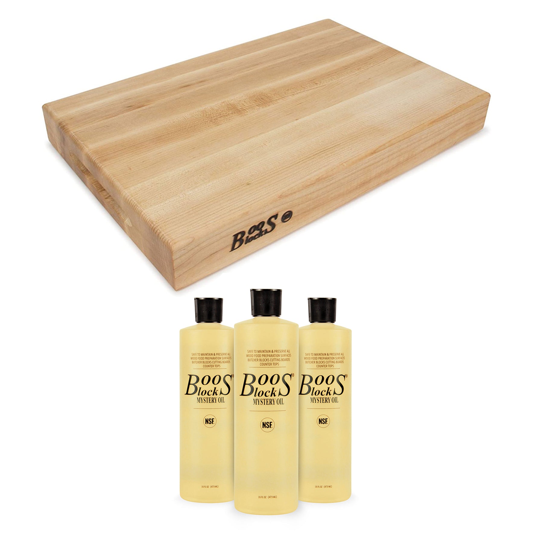 John Boos Reversible 20" Cutting Board w/16oz Mystery Butcher Block Oil (3 Pack) - VMInnovations