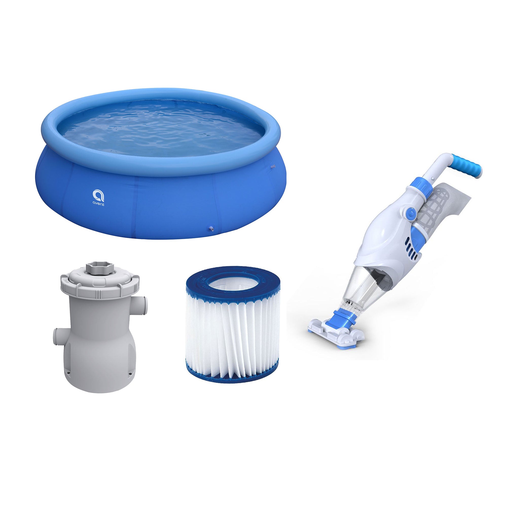 JLeisure 10'x30" Prompt Set Pool, CleanPlus Pump, Filter Cartridge & Pool Vacuum - VMInnovations